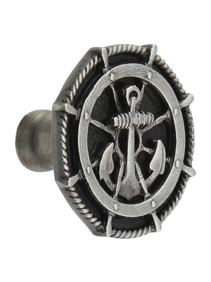Ship Wheel Knob in Antique Pewter.